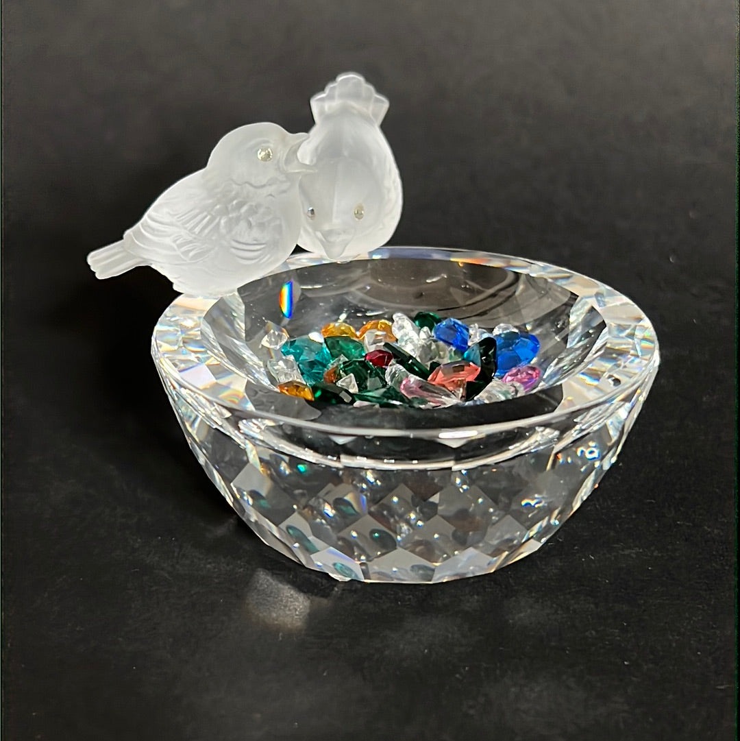 Swarovski Bird Bath Silver Crystals