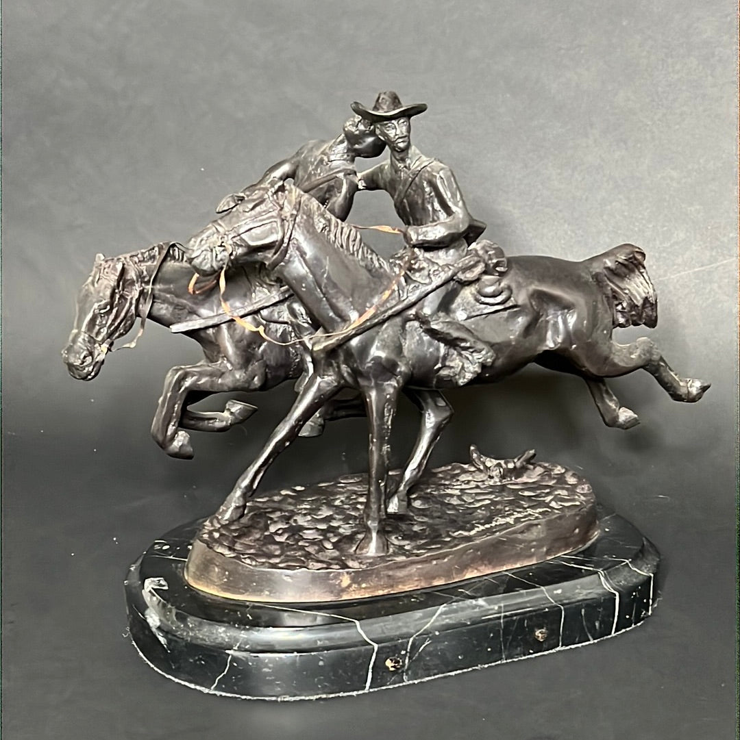 Frederic Remington “The Wounded Bunkie “ Bronze Statue 1861-1909