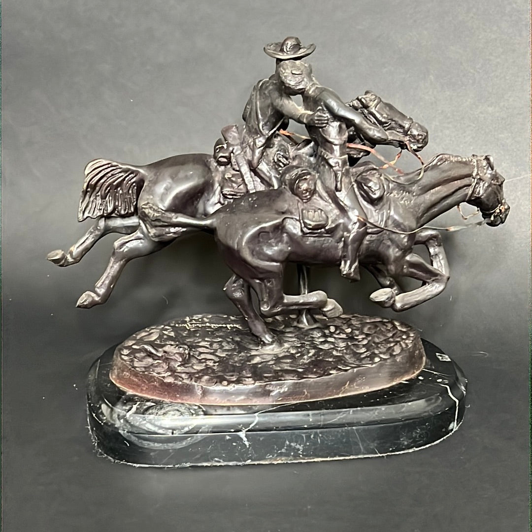 Frederic Remington “The Wounded Bunkie “ Bronze Statue 1861-1909