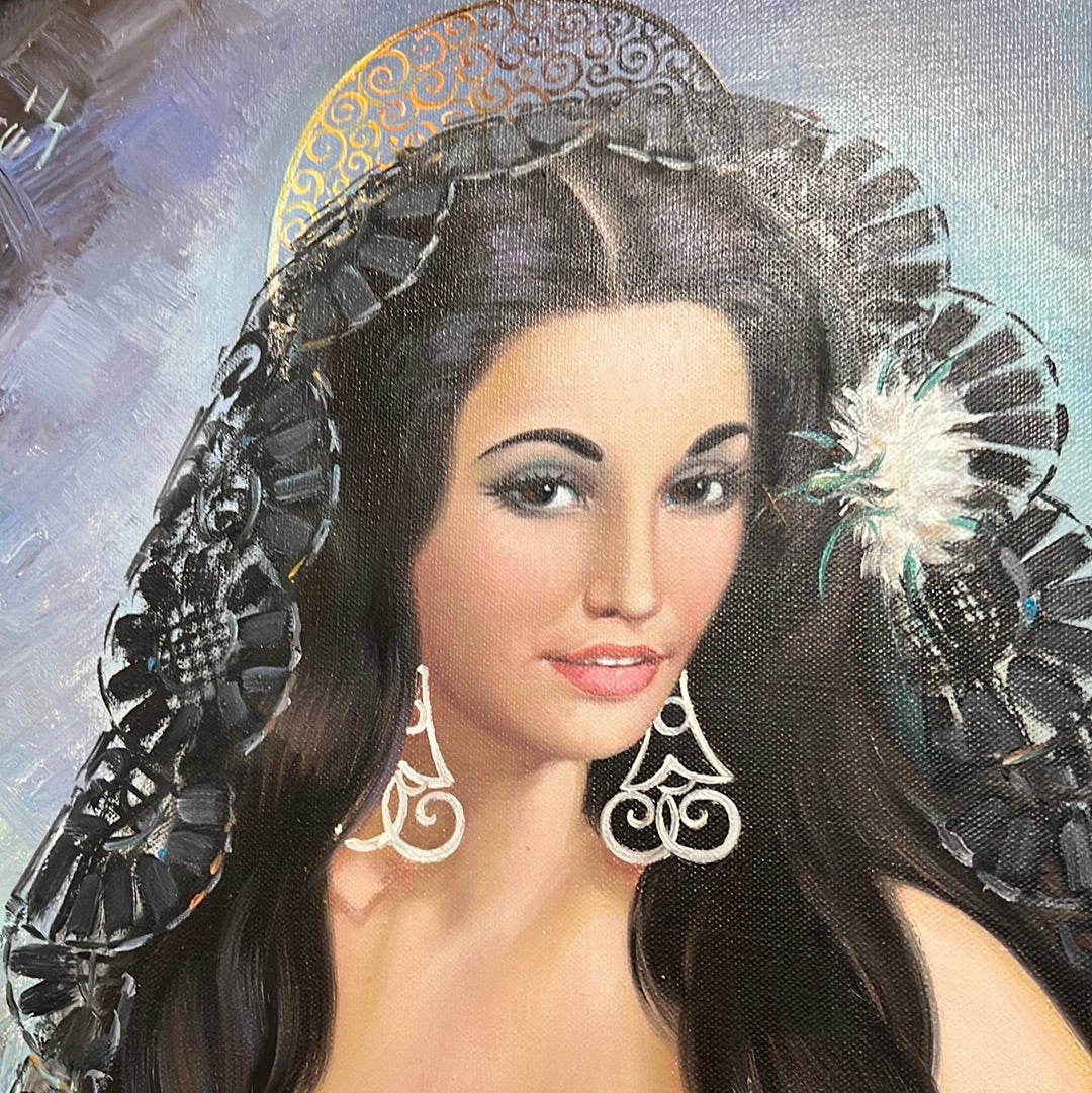 Spanish Lady Oil on Canvas By Cortes