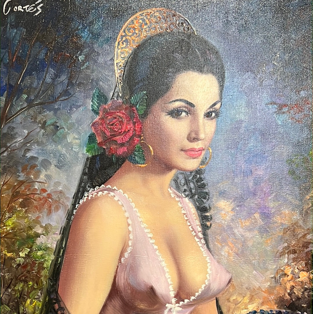 Spanish Lady By Cortes Oil On Canvas