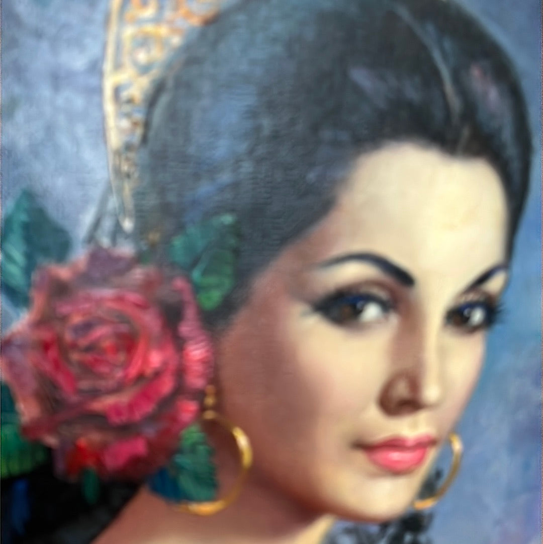 Spanish Lady By Cortes Oil On Canvas