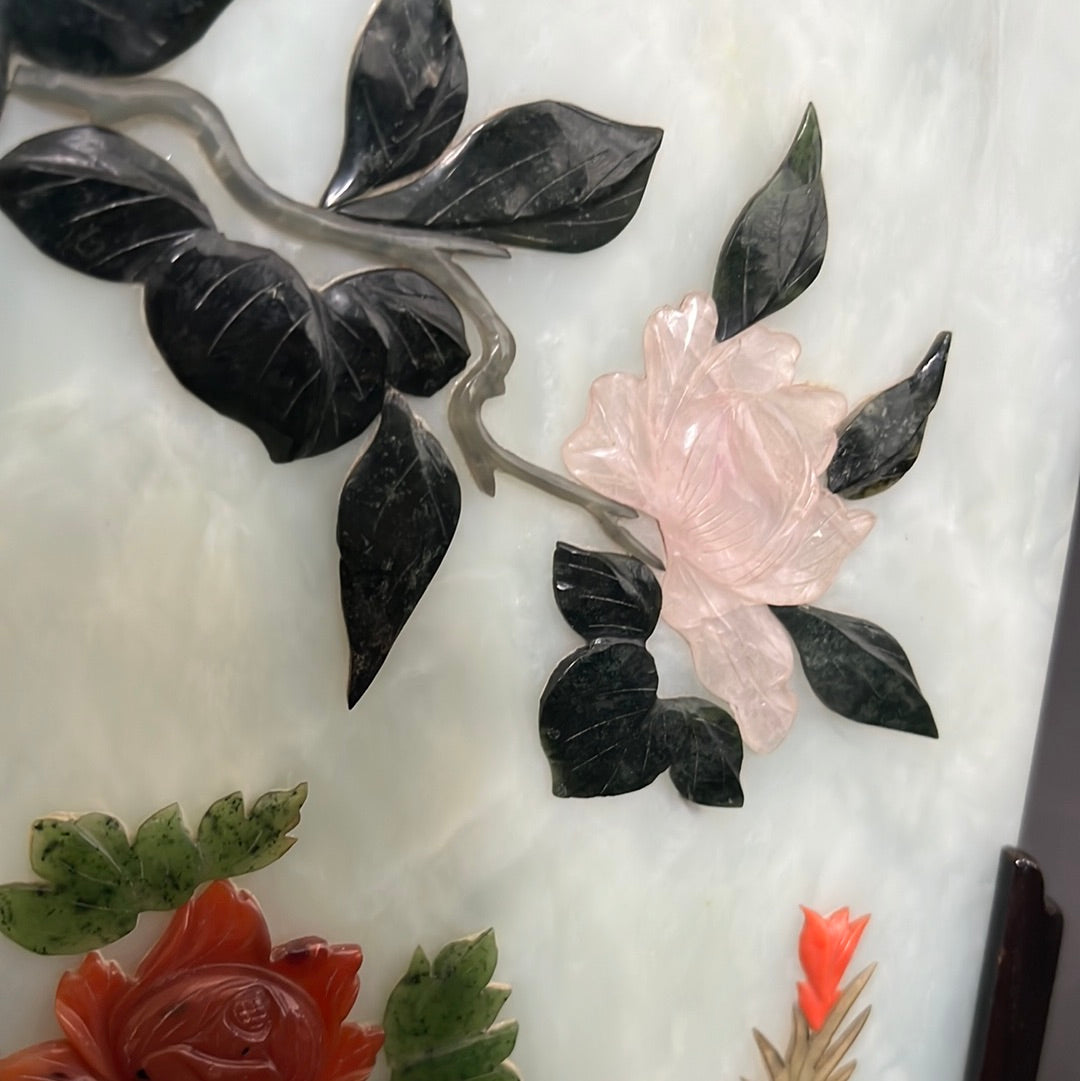 20th C. Rare Pair Chinese Jade Panel