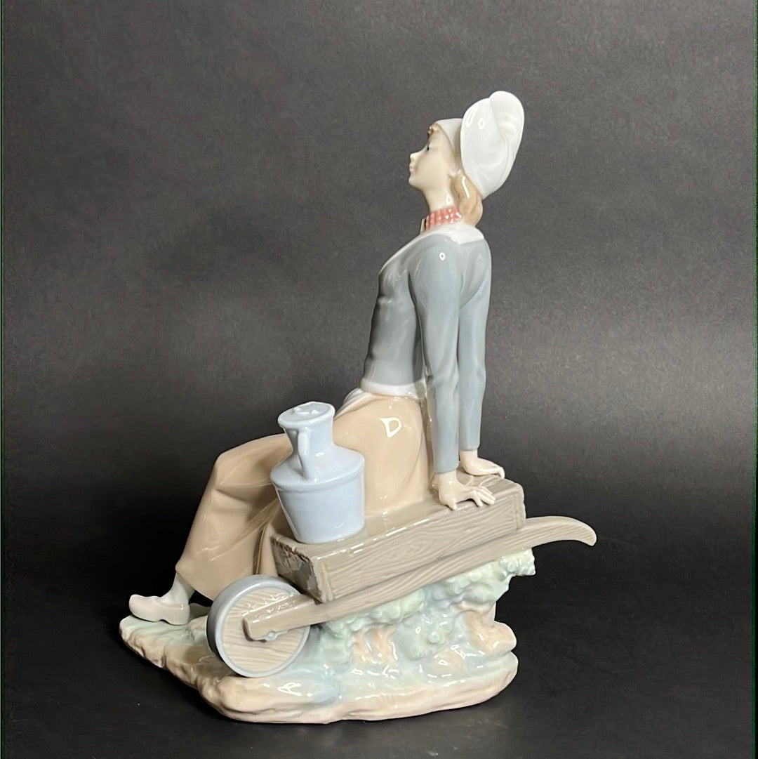 Lladro Milkmaid W/ Wheelbarrow