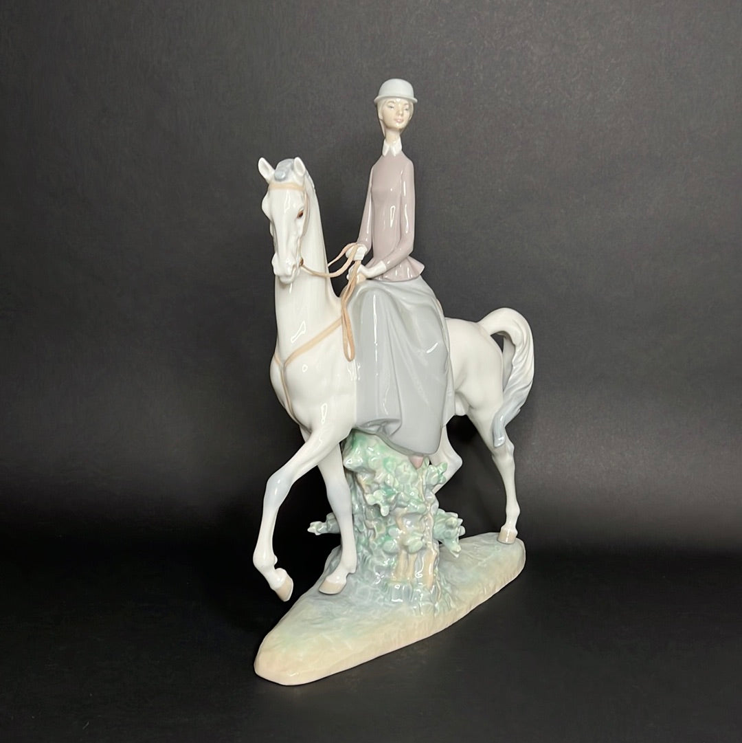 Lladro Female Equestrian Porcelain Figurine