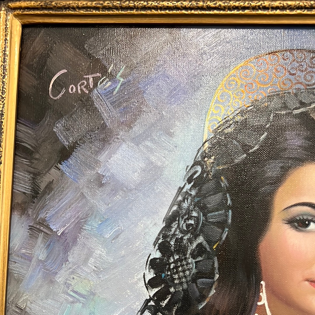 Spanish Lady Oil on Canvas By Cortes