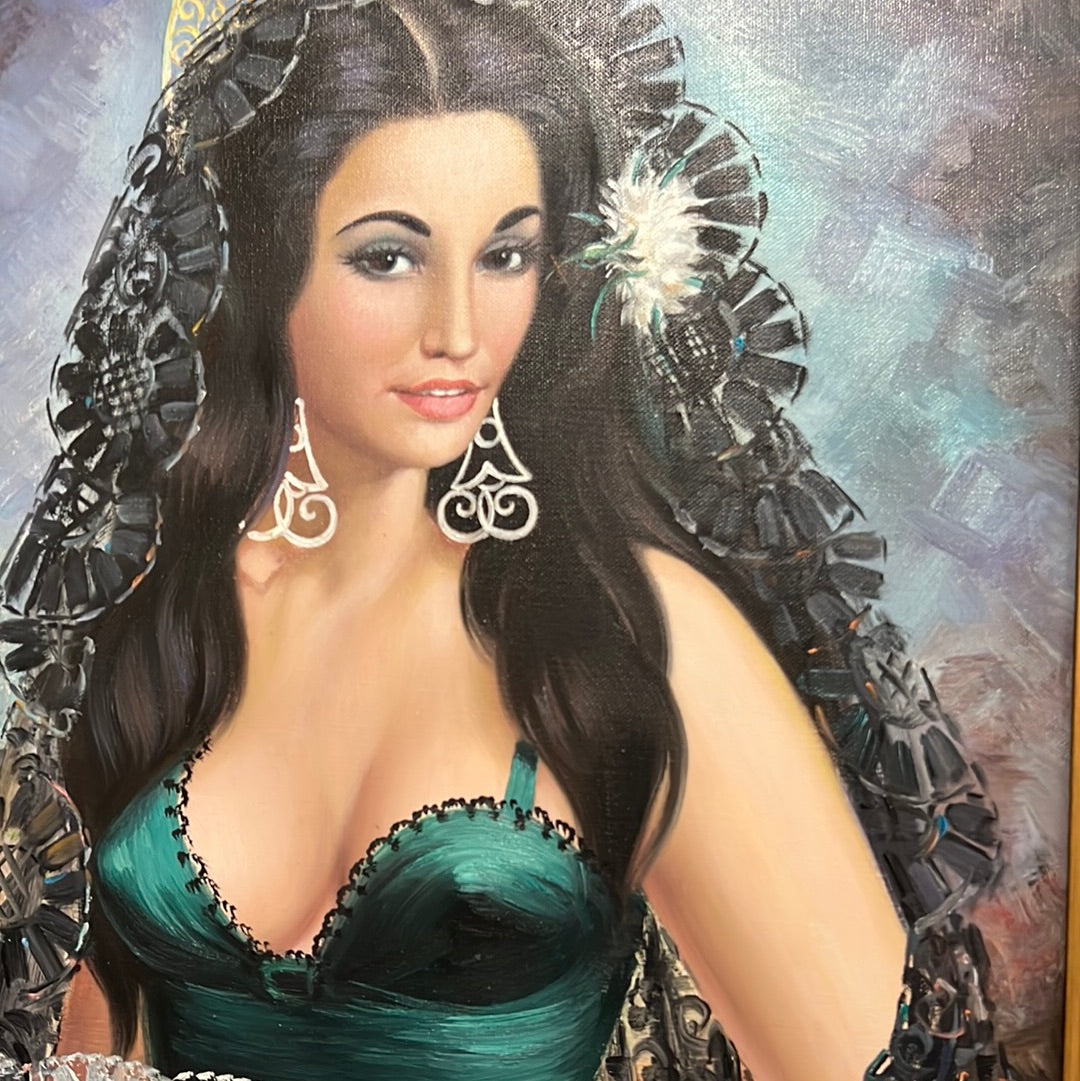 Spanish Lady Oil on Canvas By Cortes