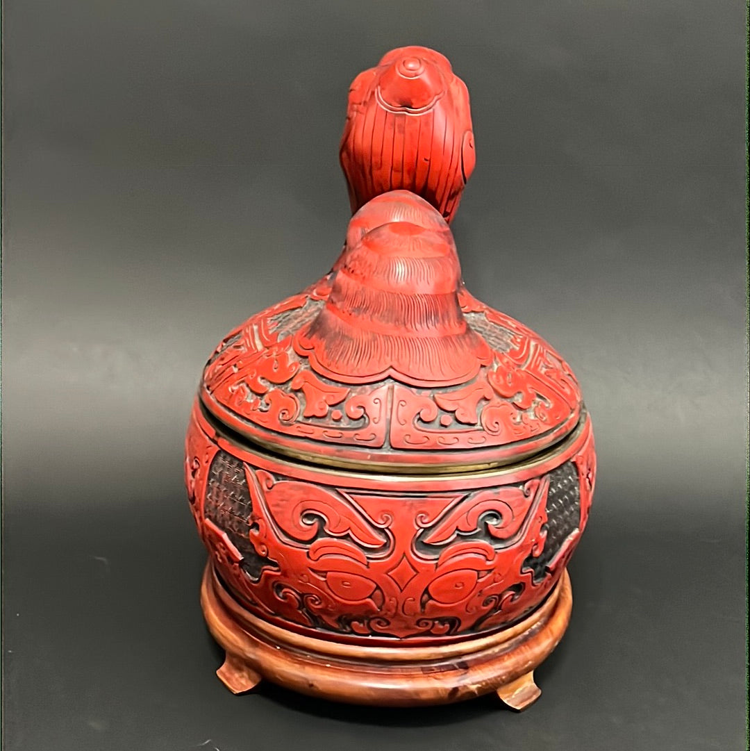 A Large Chinese Lacquered Cinnabar Camel Box