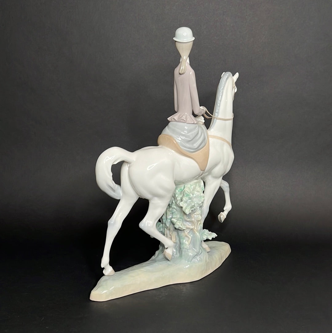 Lladro Female Equestrian Porcelain Figurine