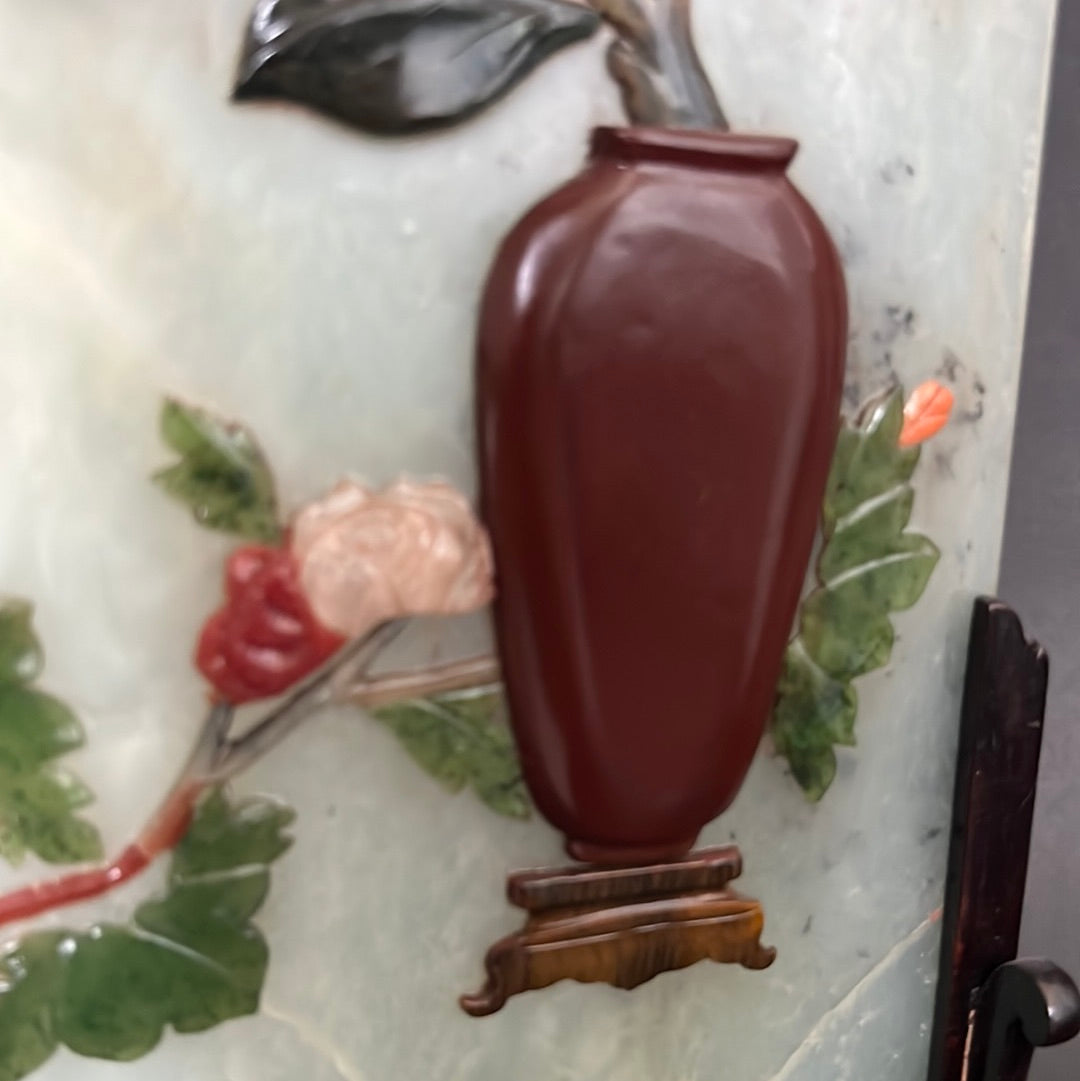 20th C. Rare Pair Chinese Jade Panel