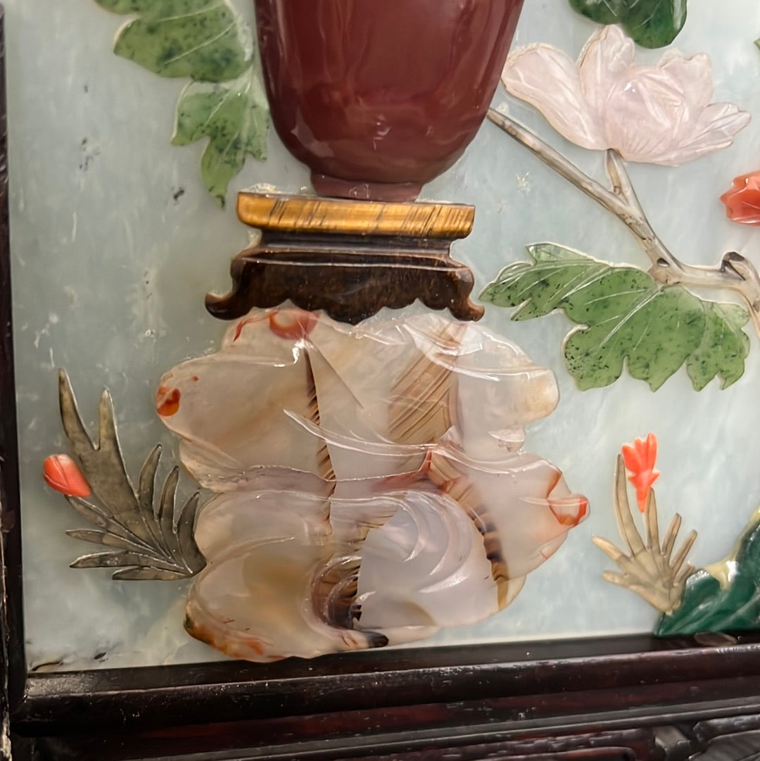20th C. Rare Pair Chinese Jade Panel