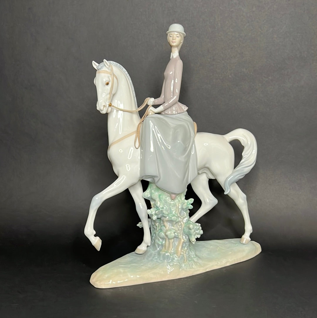 Lladro Female Equestrian Porcelain Figurine