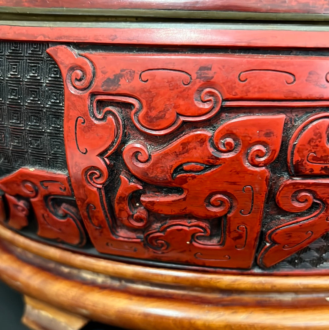 A Large Chinese Lacquered Cinnabar Camel Box
