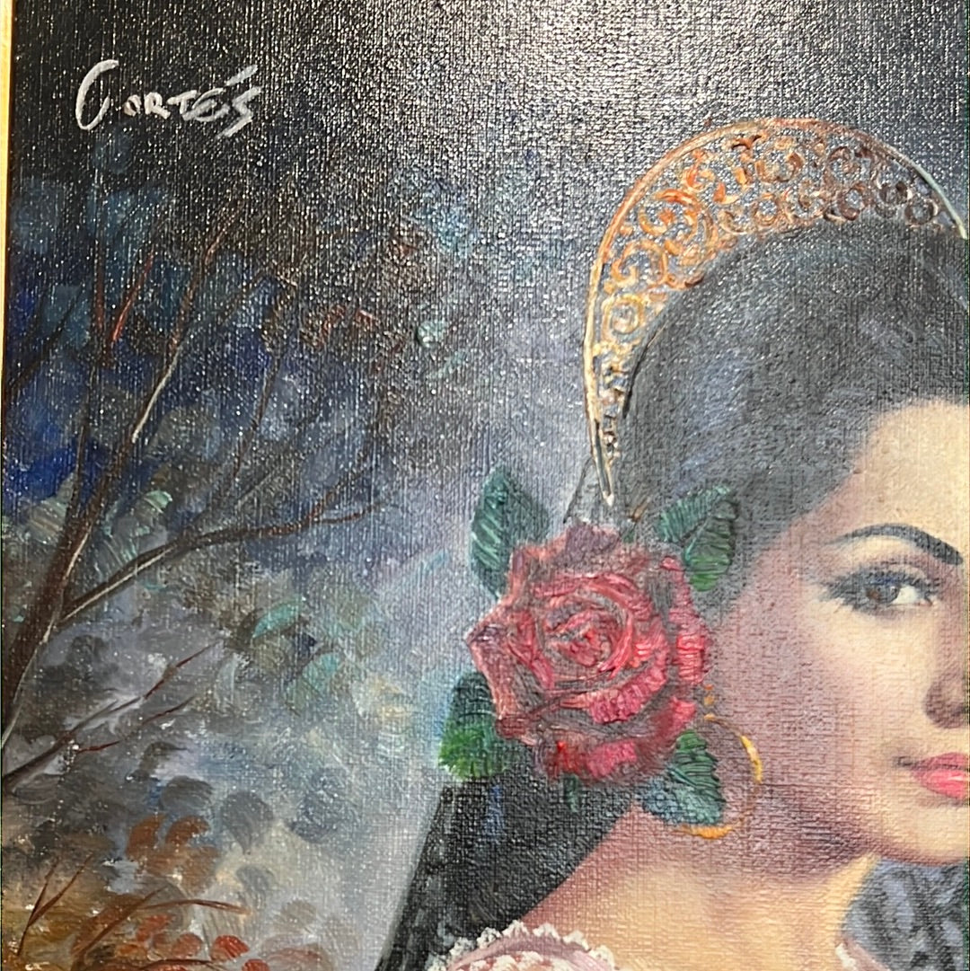 Spanish Lady By Cortes Oil On Canvas