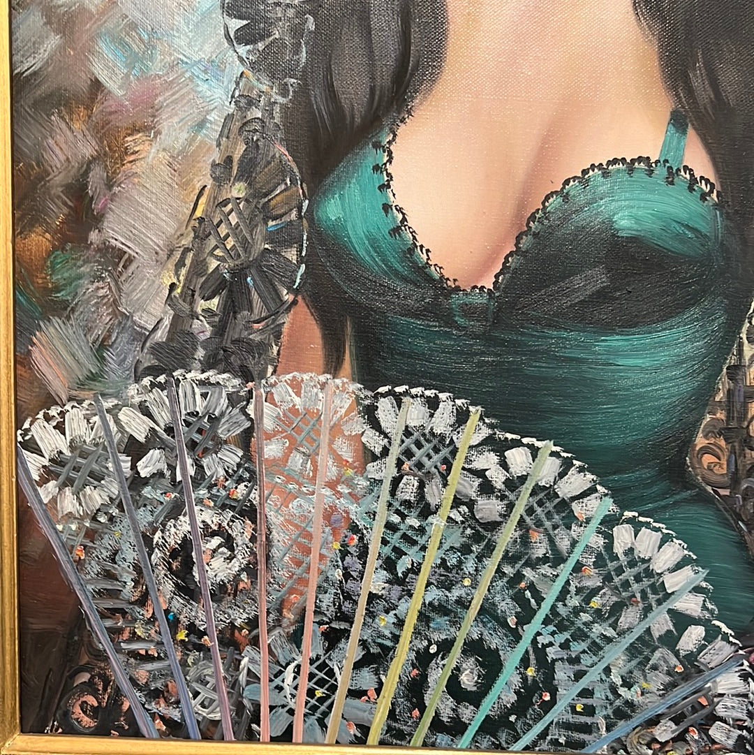 Spanish Lady Oil on Canvas By Cortes