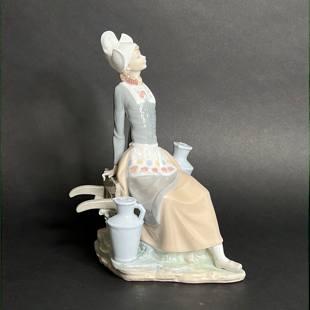 Lladro Milkmaid W/ Wheelbarrow