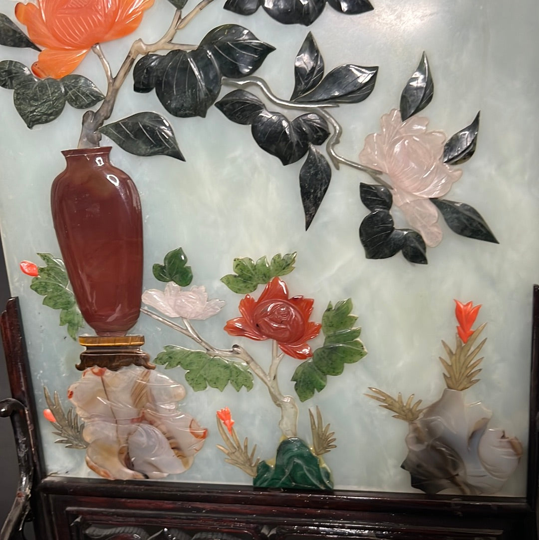 20th C. Rare Pair Chinese Jade Panel