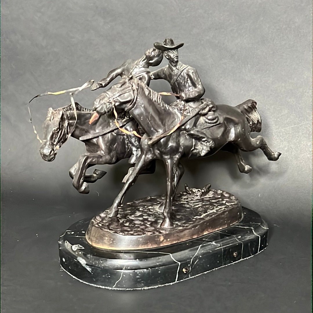 Frederic Remington “The Wounded Bunkie “ Bronze Statue 1861-1909