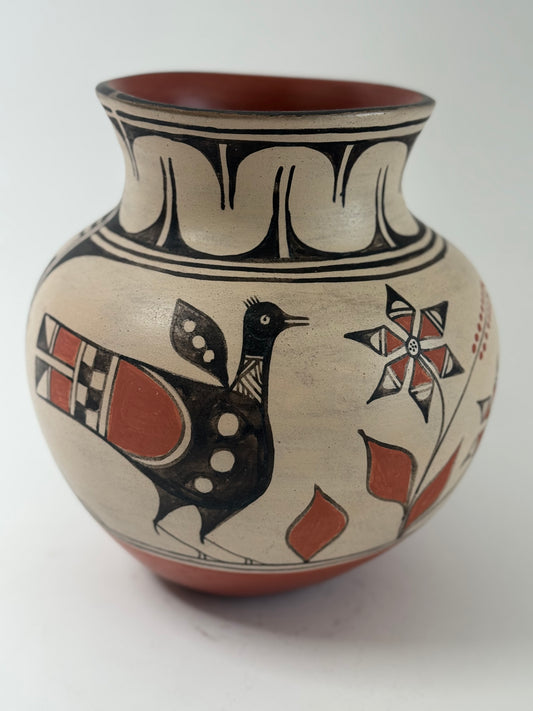 Robert Tenorio Pottery Santo Domingo Pueblo Polychrome Flower & Bird Pottery