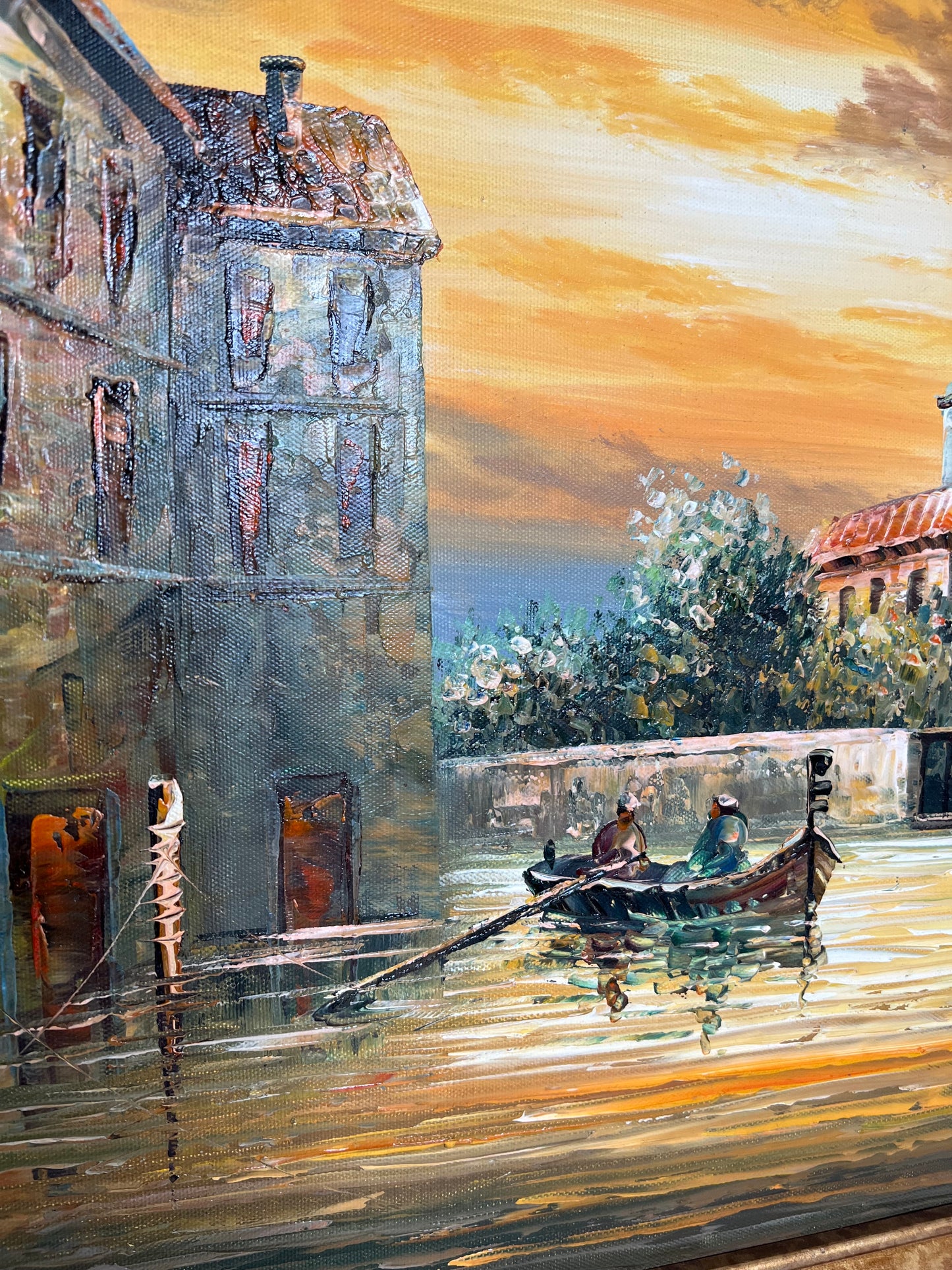 Original Vintage Rossini Oil Painting Water Scenery on Canvas