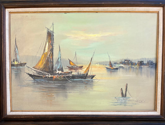 Vintage Seascape Oil Painting By “Antonio”