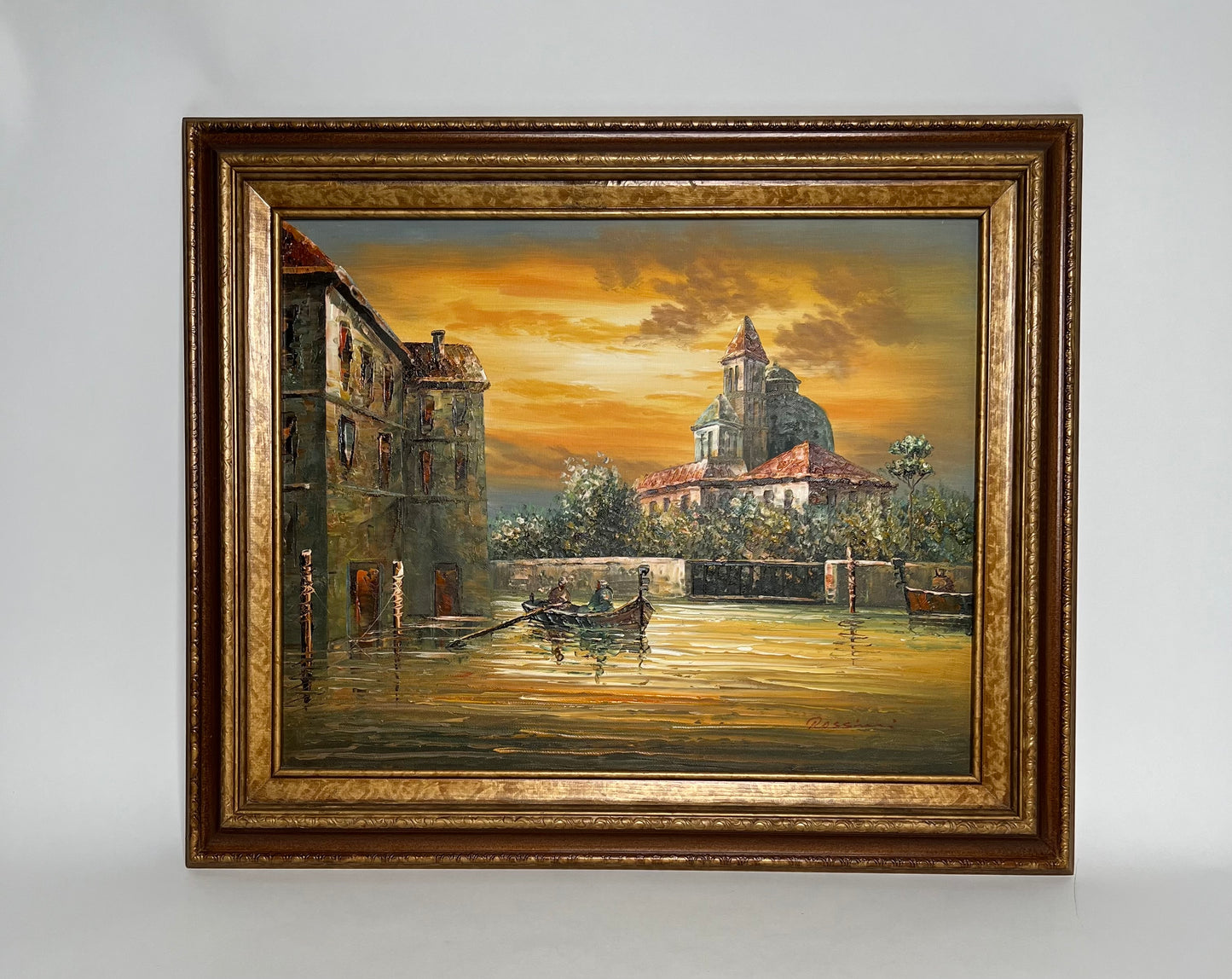 Original Vintage Rossini Oil Painting Water Scenery on Canvas