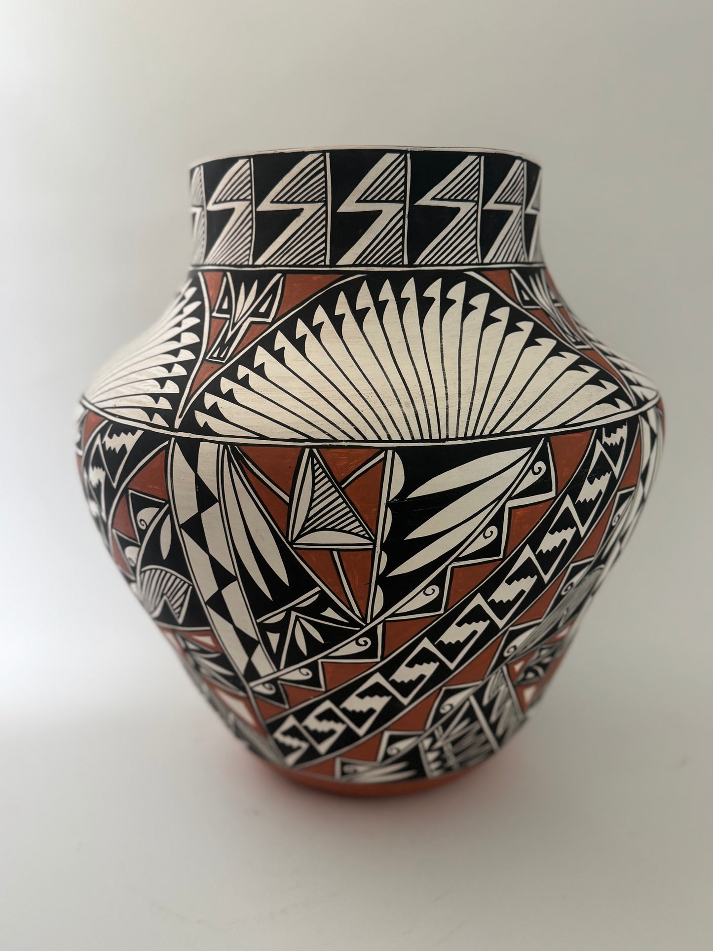 Ruby Shroulote Native American Polychrome Acoma Pottery Jar/ Large