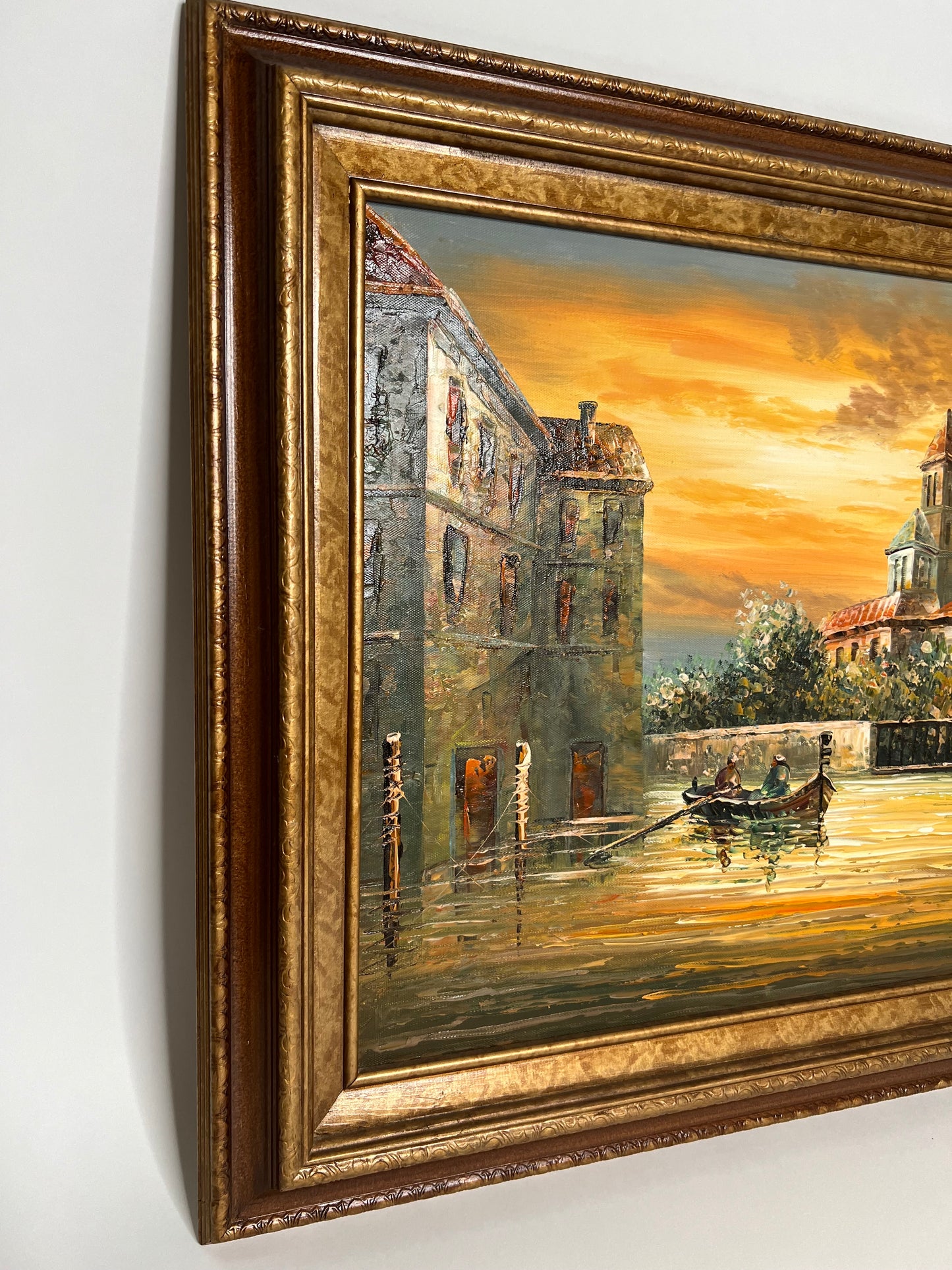 Original Vintage Rossini Oil Painting Water Scenery on Canvas