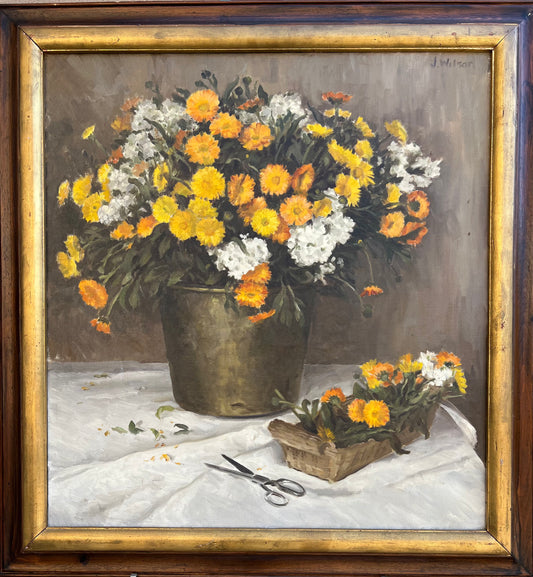 Original Oil Painting Jean Wilson 1973 “ Floral Still Life”