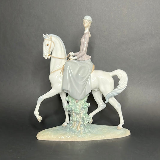 Lladro Female Equestrian Porcelain Figurine