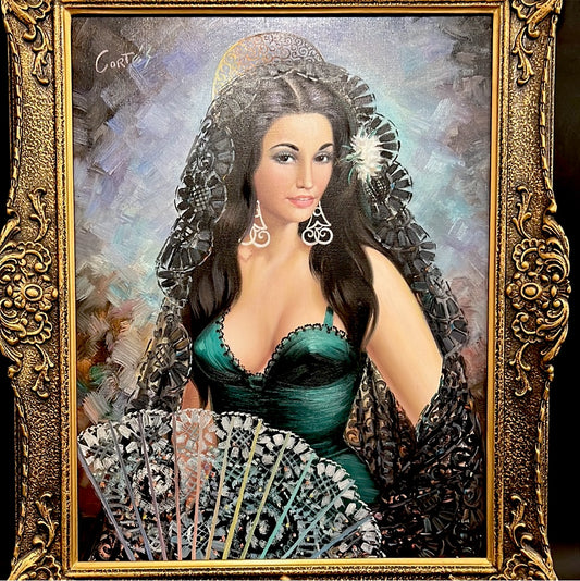 Spanish Lady Oil on Canvas By Cortes