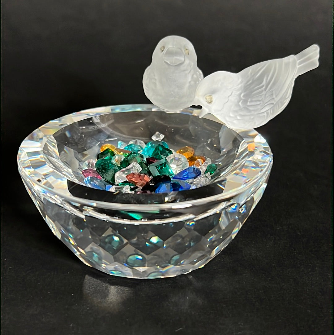 Swarovski Bird Bath Silver Crystals