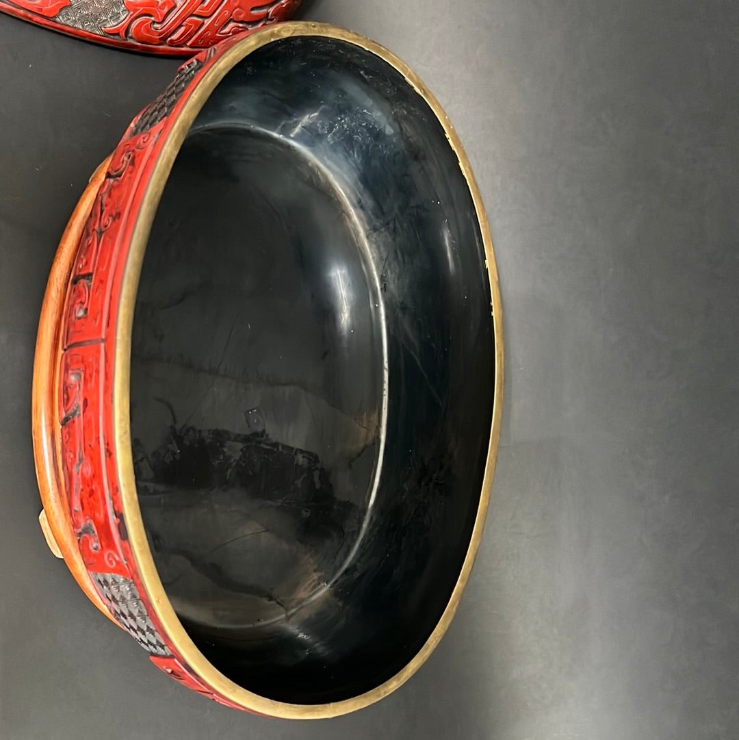 A Large Chinese Lacquered Cinnabar Camel Box