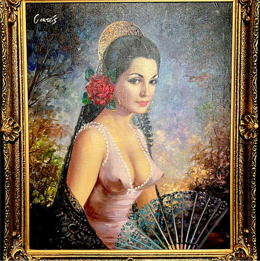 Spanish Lady By Cortes Oil On Canvas