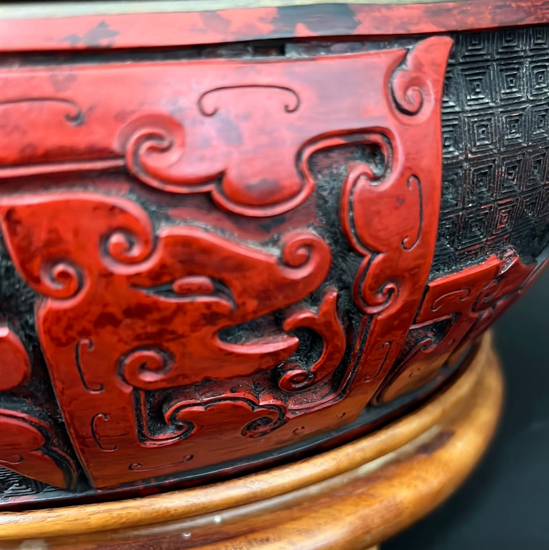 A Large Chinese Lacquered Cinnabar Camel Box