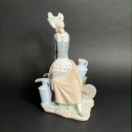 Lladro Milkmaid W/ Wheelbarrow
