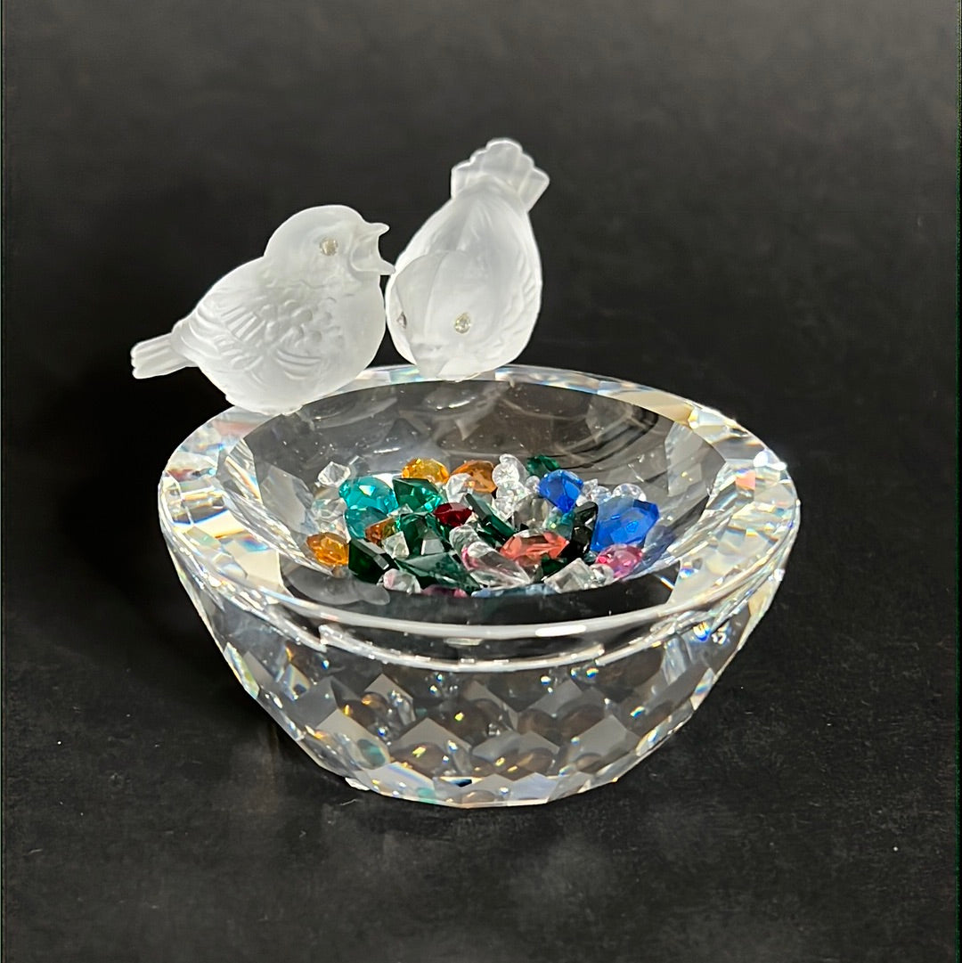 Swarovski Bird Bath Silver Crystals