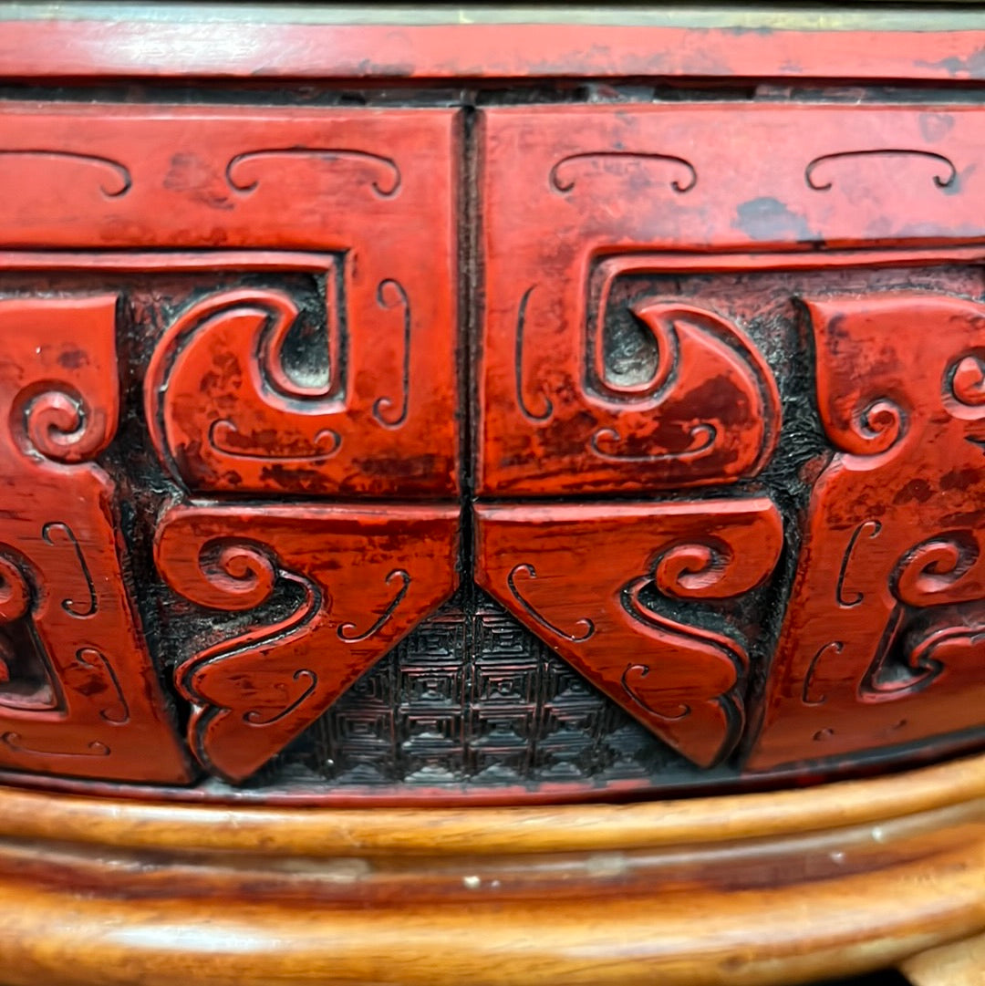 A Large Chinese Lacquered Cinnabar Camel Box