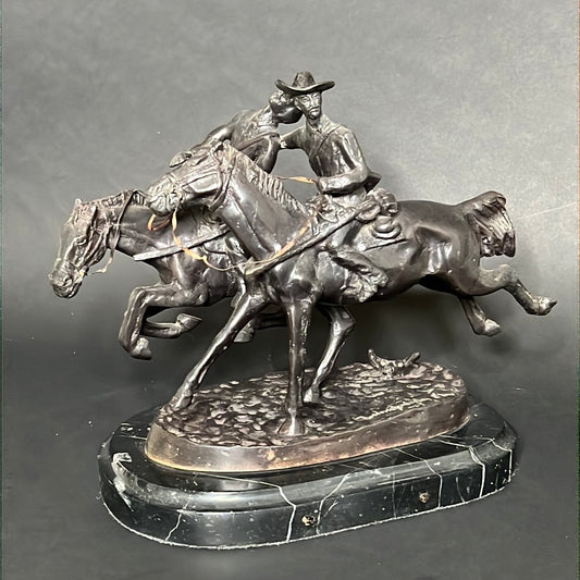 Frederic Remington “The Wounded Bunkie “ Bronze Statue 1861-1909