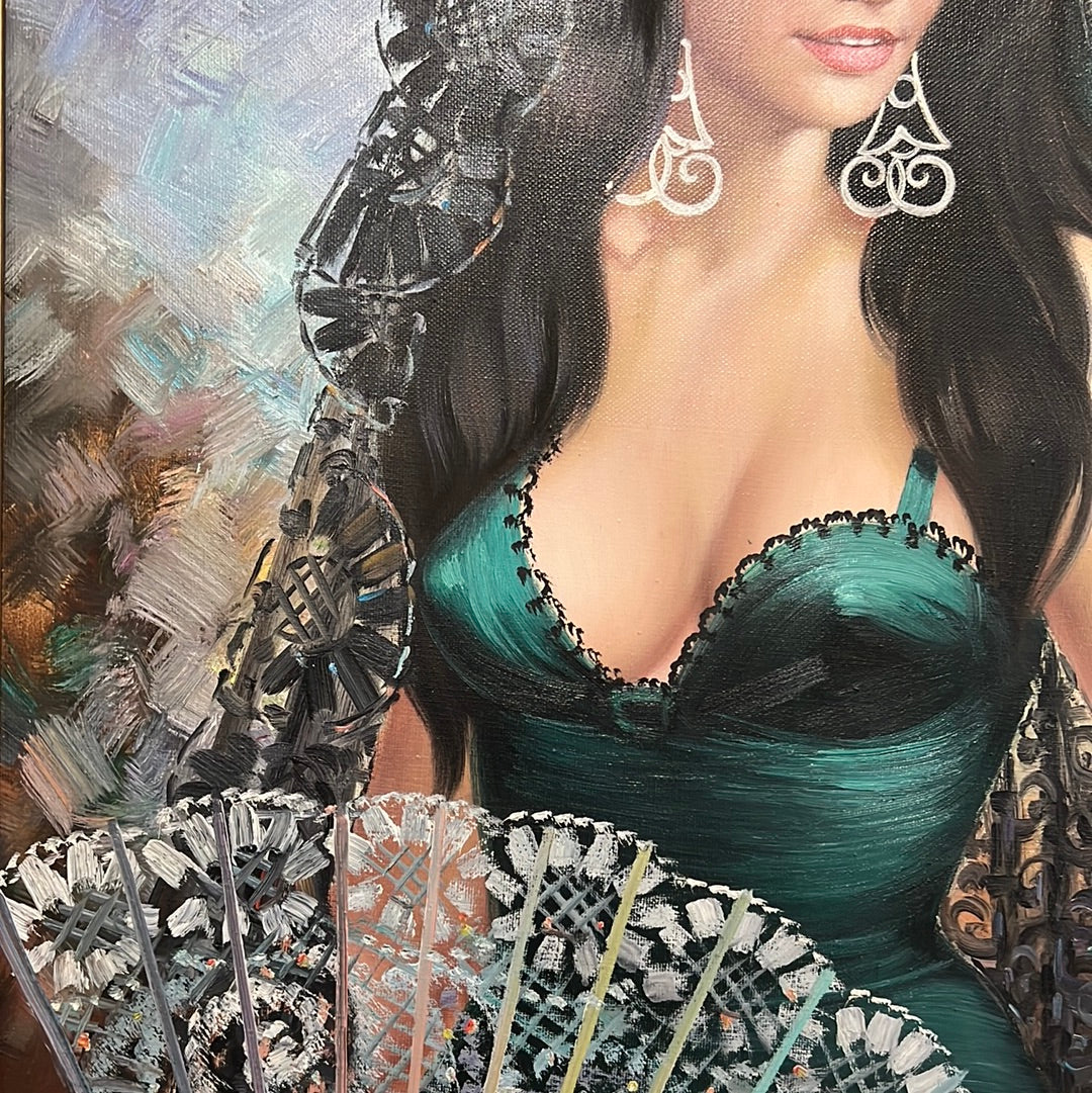 Spanish Lady Oil on Canvas By Cortes
